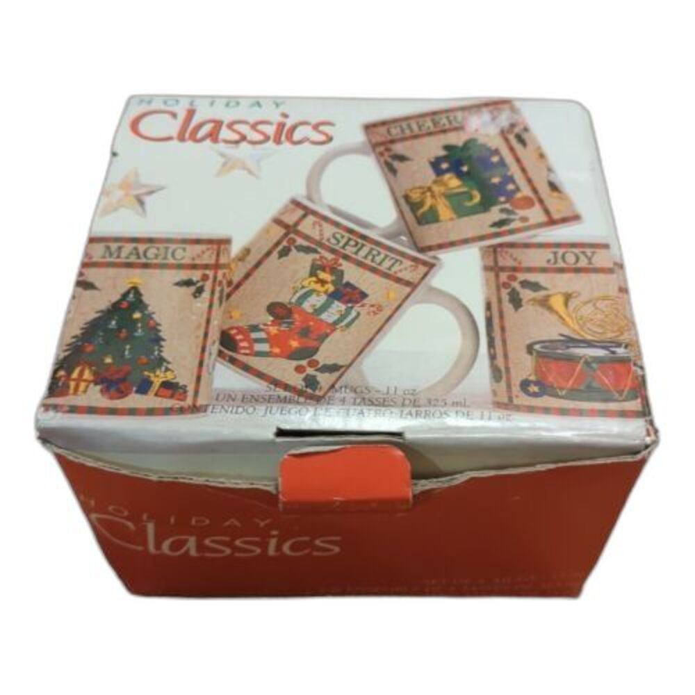 Signature Holiday Classics Ceramic Mugs Cups 79250 Under The Tree Set of 4